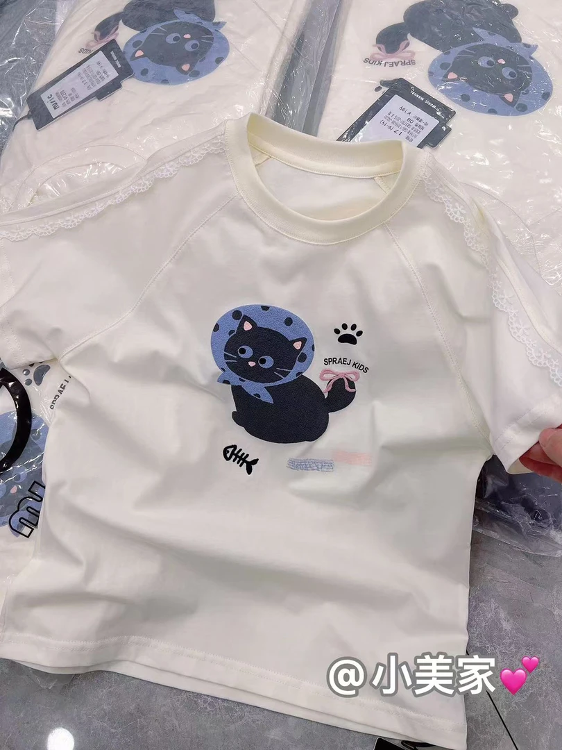 1278儿童小猫印花T恤