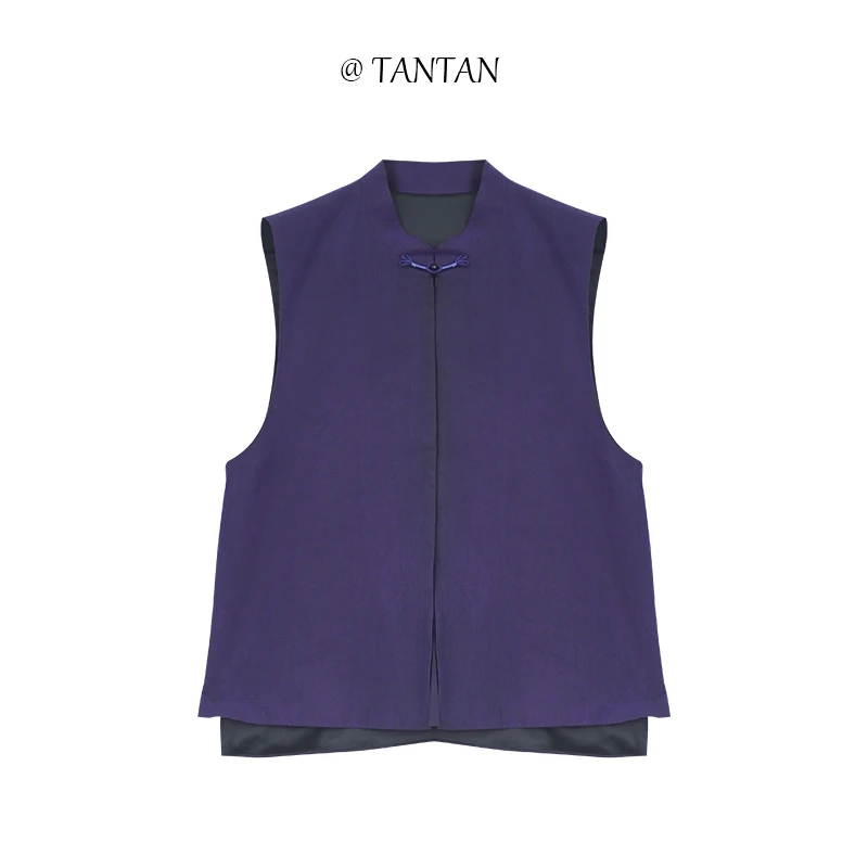 TANTAN  桑蚕丝香云纱气质马夹1077