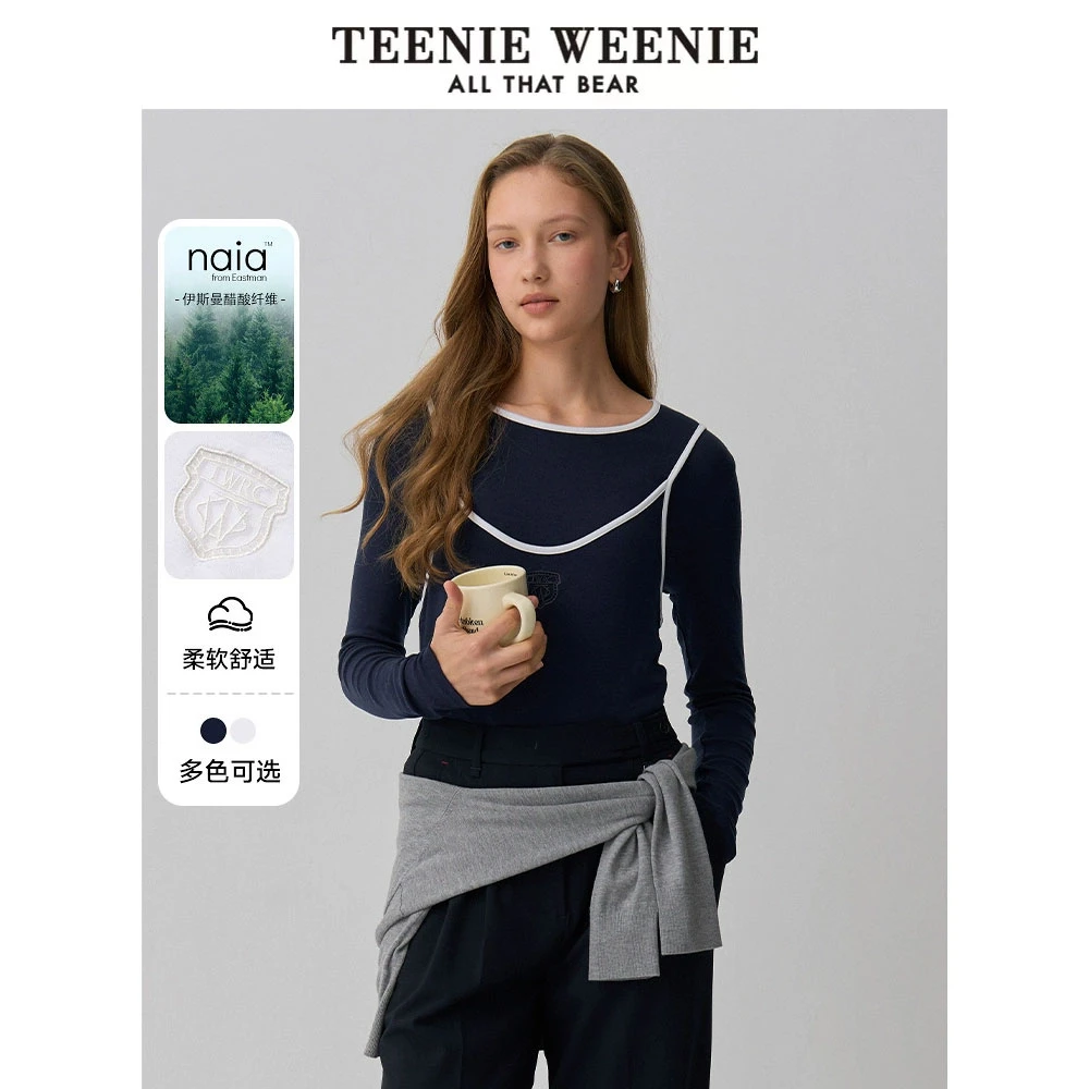Teenie Weenie小熊25年新款假两件新派简约T恤女TTLA256305N