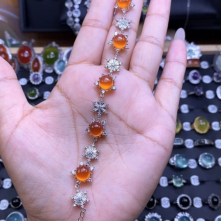 漓***ξ银S925镶嵌岫玉手链