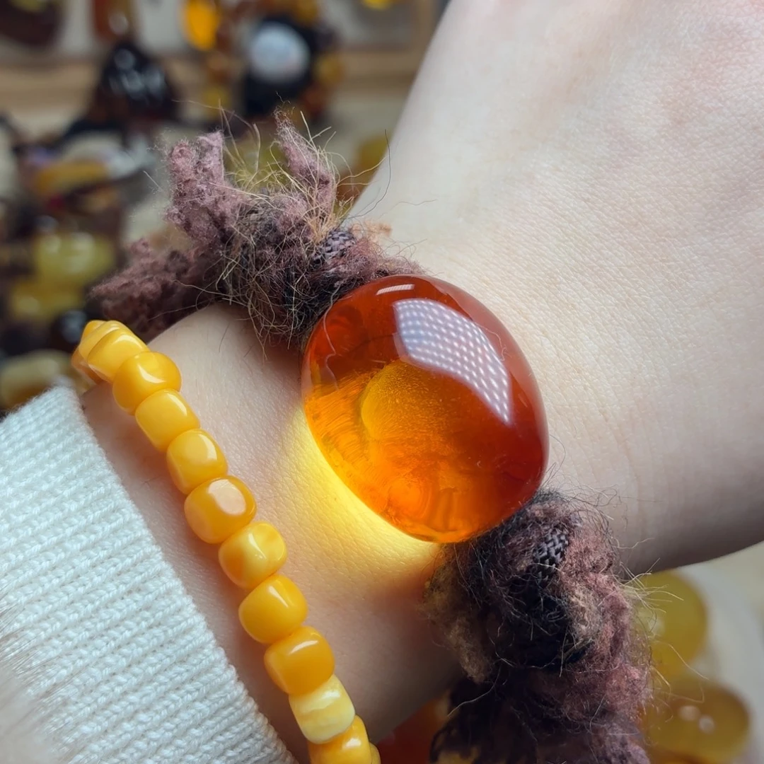 琥珀未镶嵌颈饰蛋面手绳