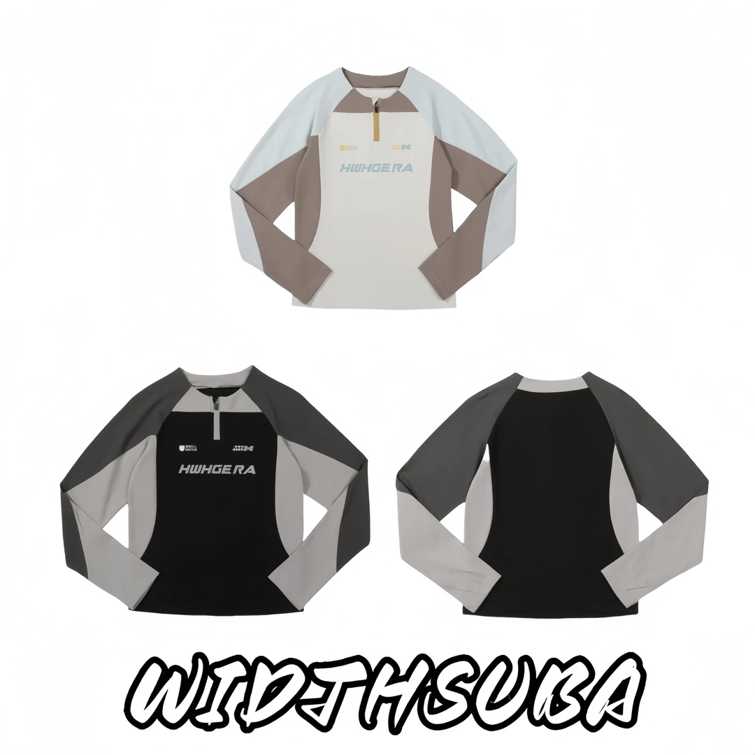 WIDTHSUBA半拉链长袖T恤男女休闲速干衣撞色骑行长T恤 T6653