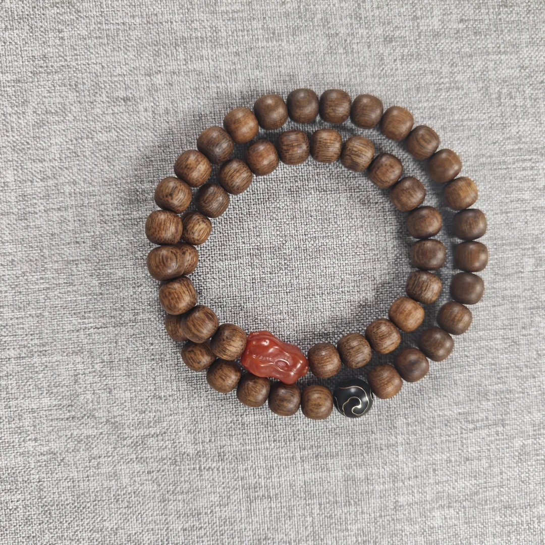 沉香越南顺化帝王紫棋0.8双圈手串