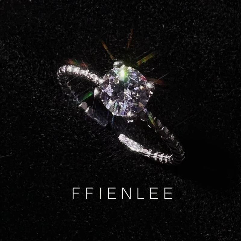 925银莫桑石戒指  <以爱之名> 镶嵌方形戒指气质轻奢开口戒