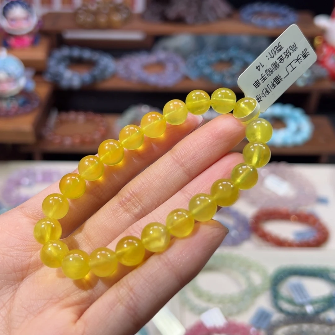 葡萄石未镶嵌手串8m毕业级金葡萄石