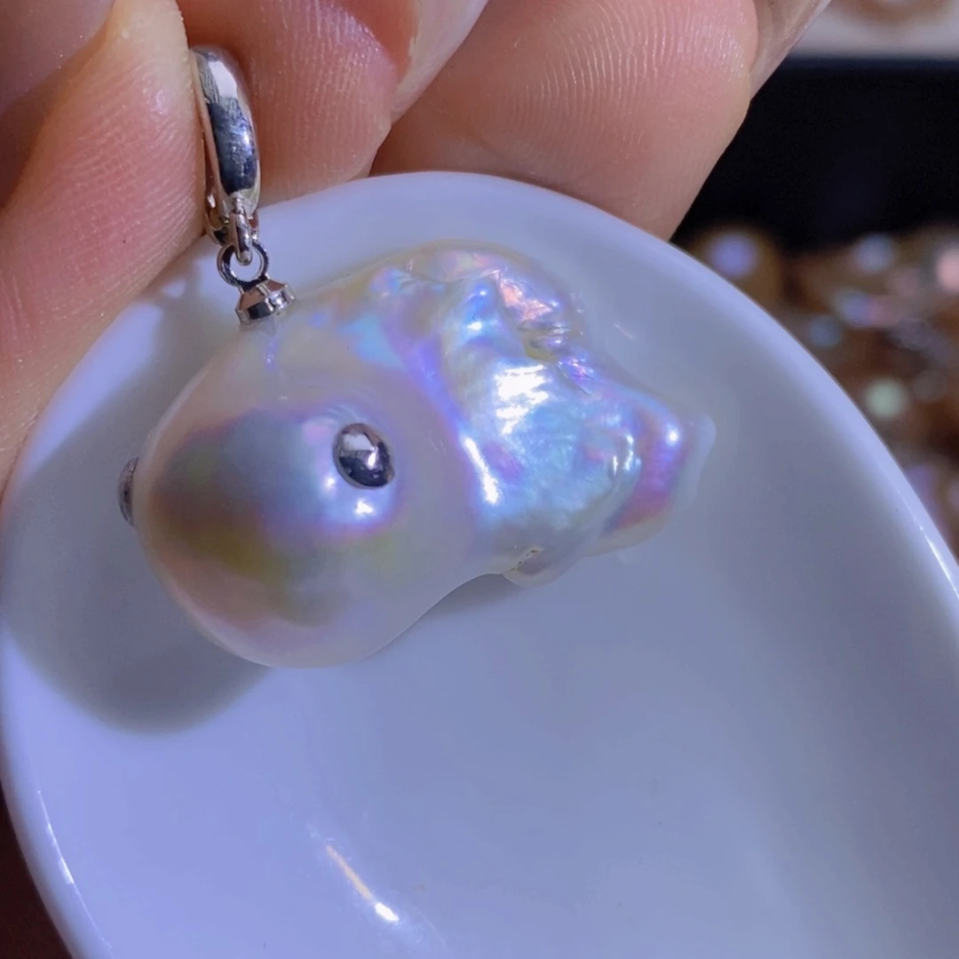 银S925镶嵌淡水珍珠微瑕