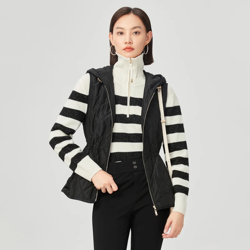 【众心专享价】桑蚕丝棉服马甲女士冬季时尚气质外套NH00708W0