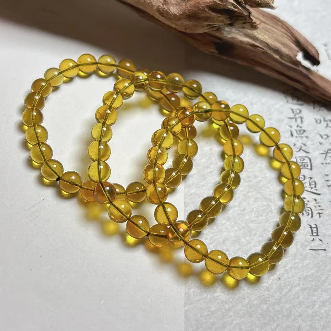 《铁头老猪》XYJ200天然净水蓝珀圆珠素圈手串约7+mm多样性发其一