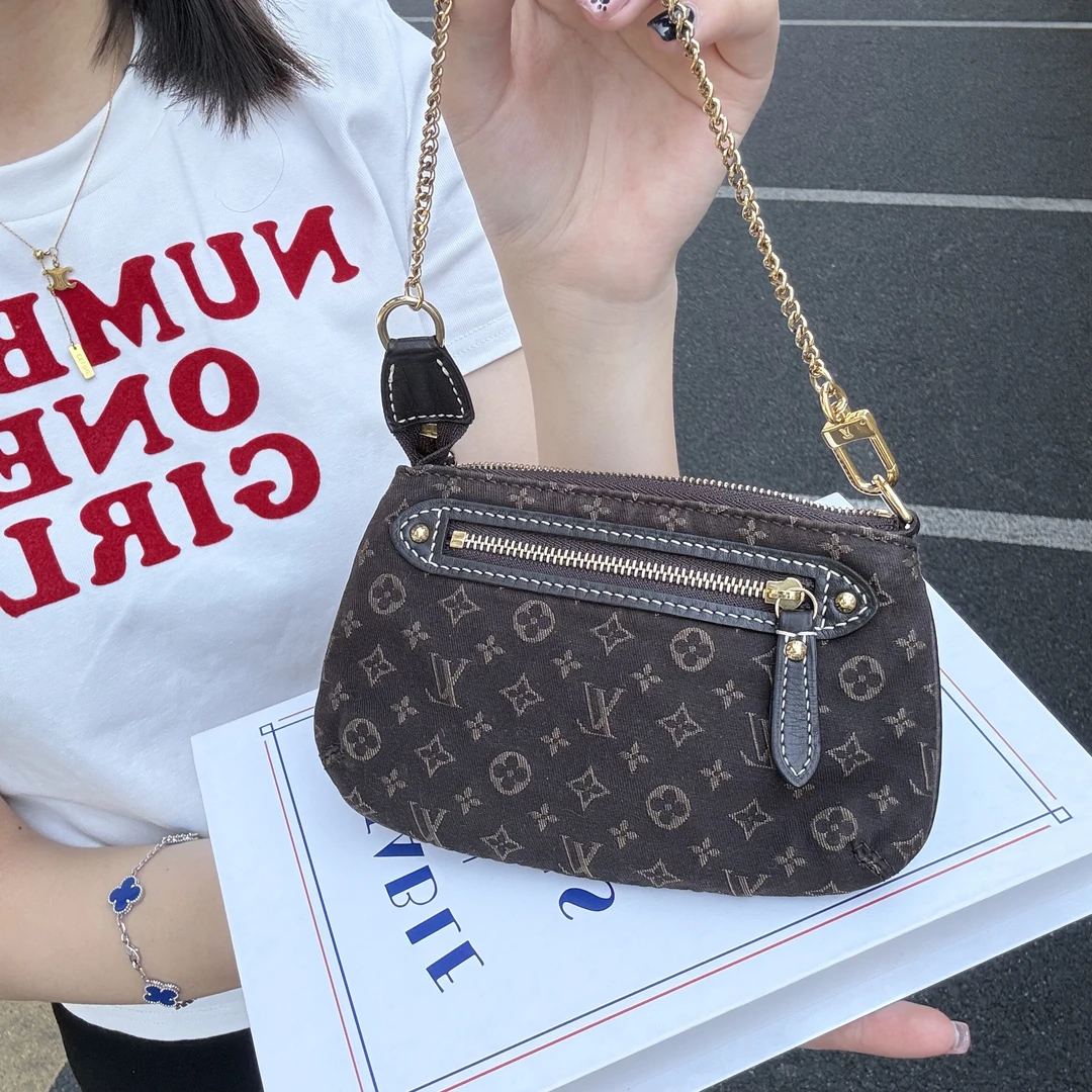 95新 LouisVuitton/路易威登 丹宁棕花小元宝包