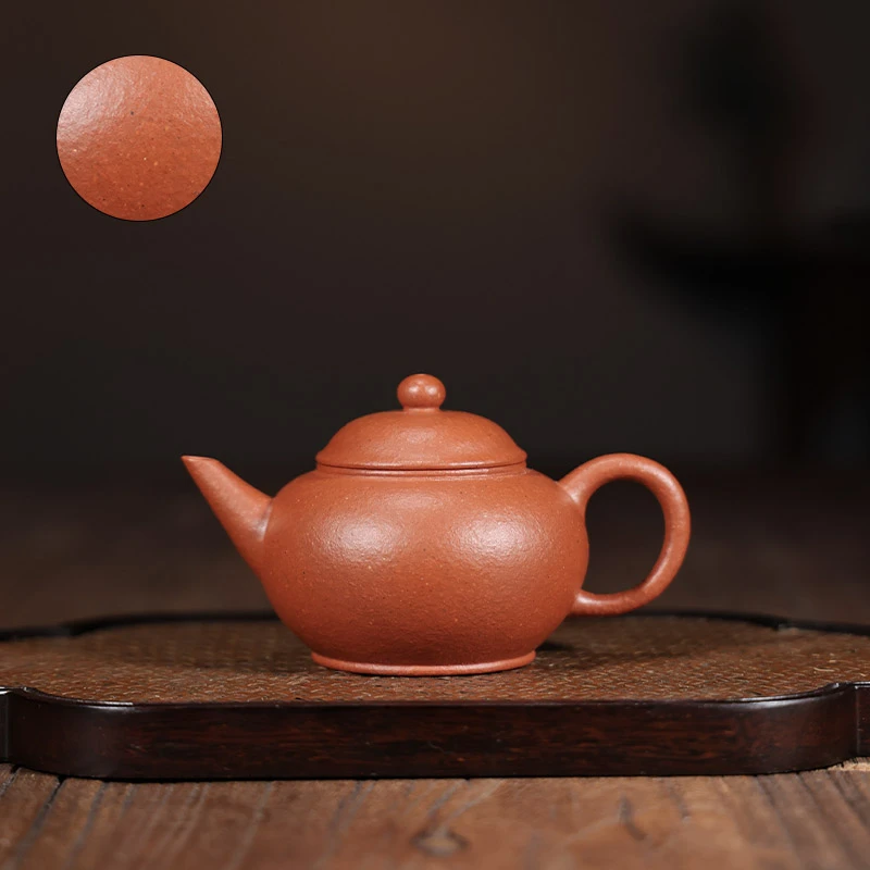 《水平》原矿宝山红黄泥  精工半手紫砂茶壶120cc
