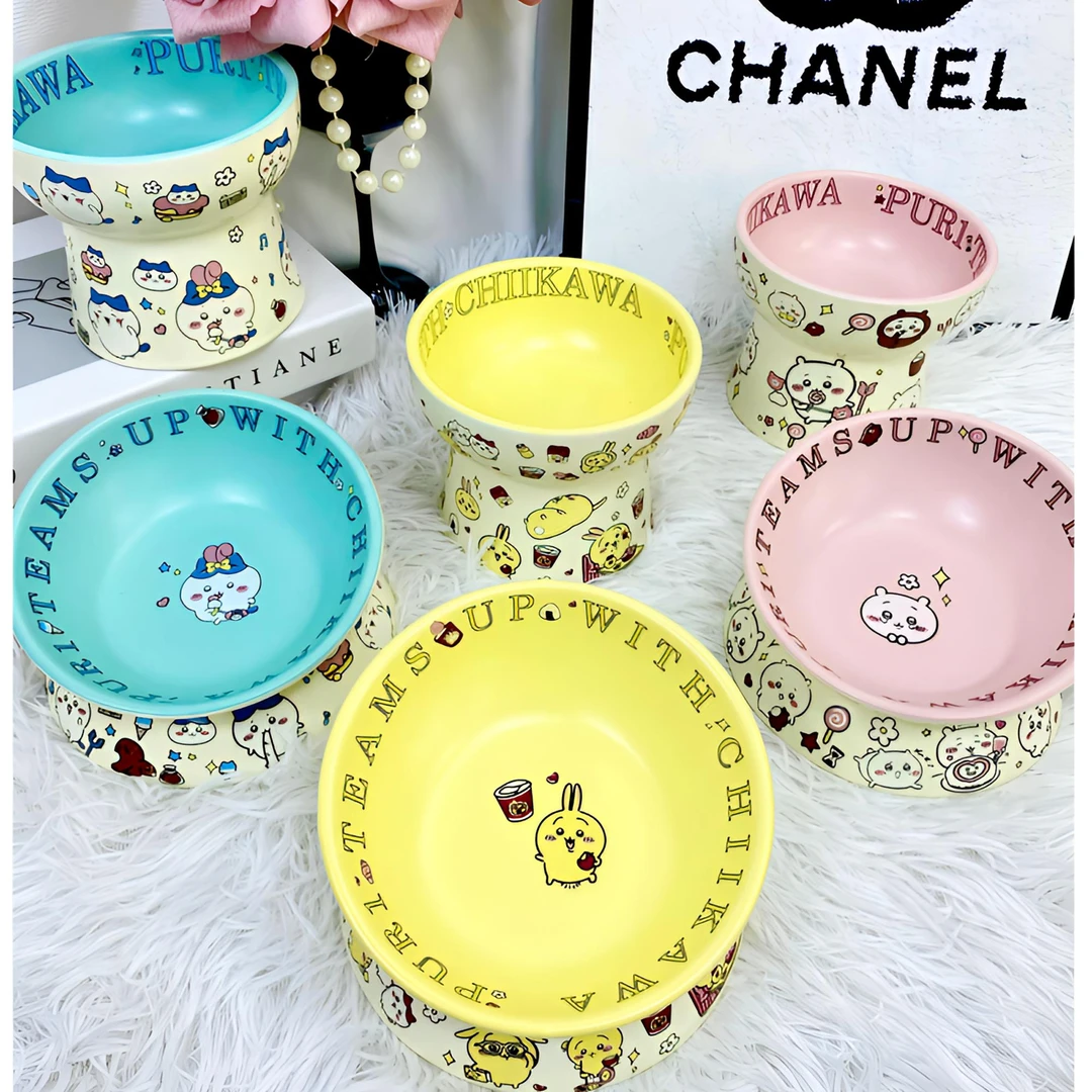 吉伊卡哇陶瓷宠物碗猫猫碗狗狗碗猫粮碗猫咪碗猫粮盆猫食碗猫水碗