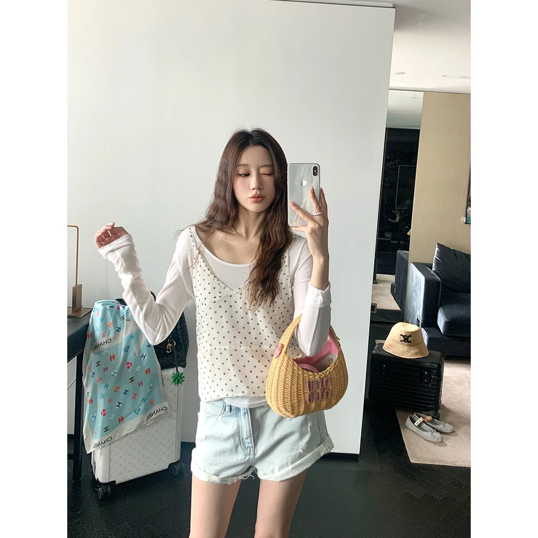 FORNI 心机感不费力叠穿 吊带打底两件套气质长袖时尚小众