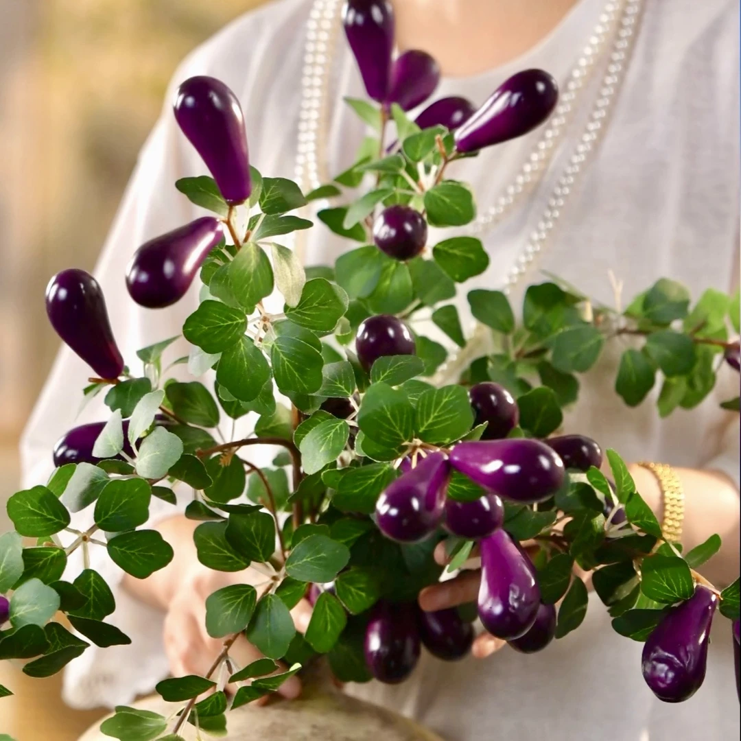 茄子 茄瓜 仿真蔬菜 仿真花 可爱冷门装饰摆件假花