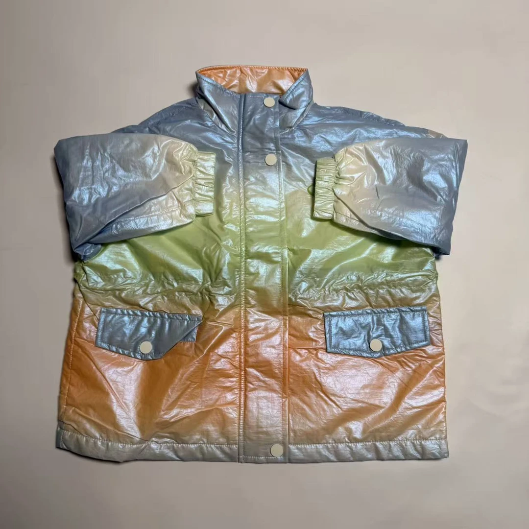 儿童迷彩中长款立领时尚普通外套秋冬加绒加厚款