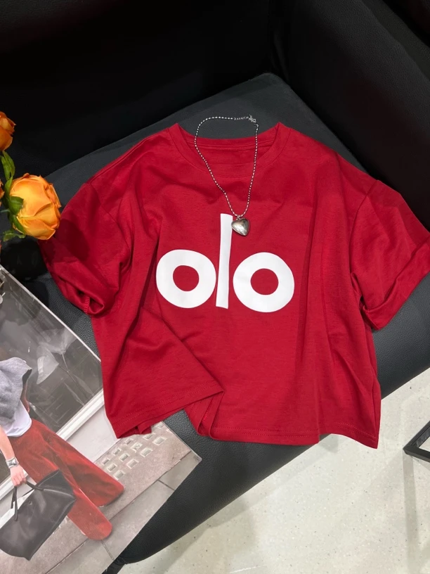 2025夏季新款 设计师款美式复古olo字母印花宽松休闲T恤