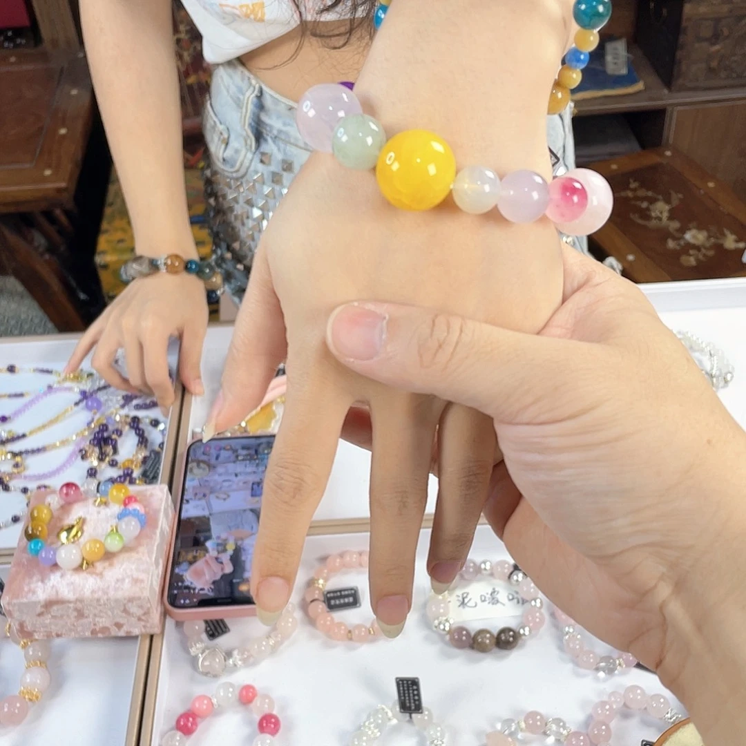 水晶手链银S925镀金镶嵌