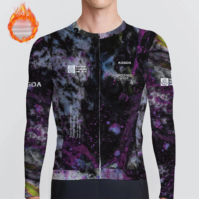 AOGDA男女款秋冬抓绒骑行服长袖保暖舒适公路自行车防晒长上衣