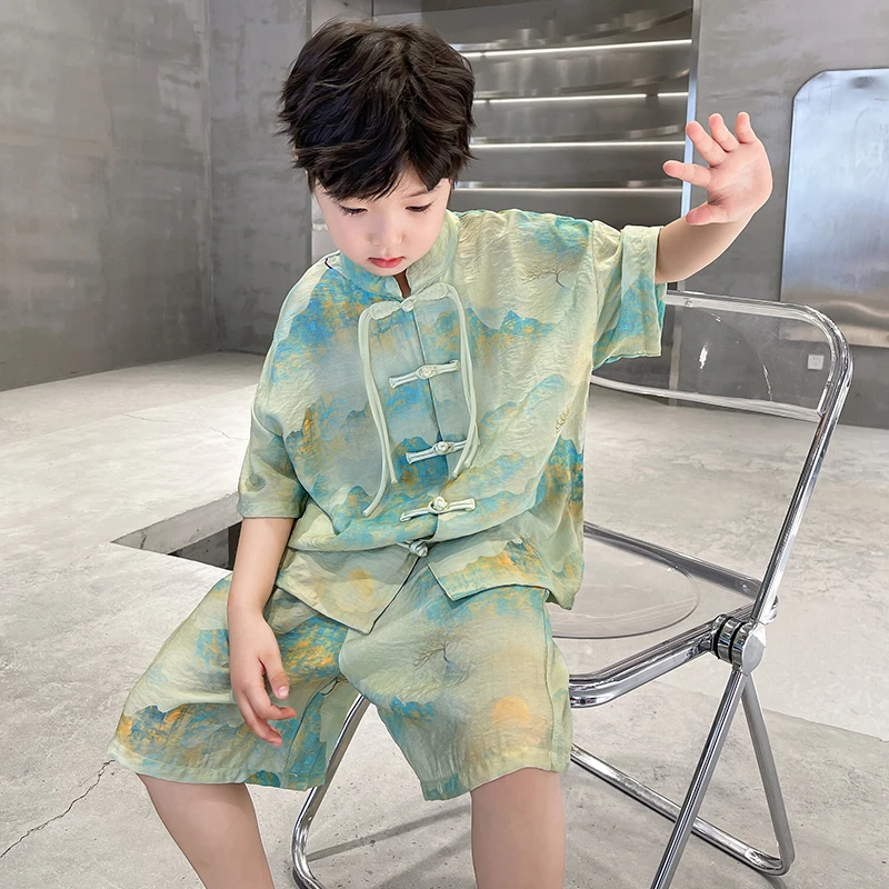 儿童装男童汉服夏装套装2025新款古风夏季唐装男孩夏