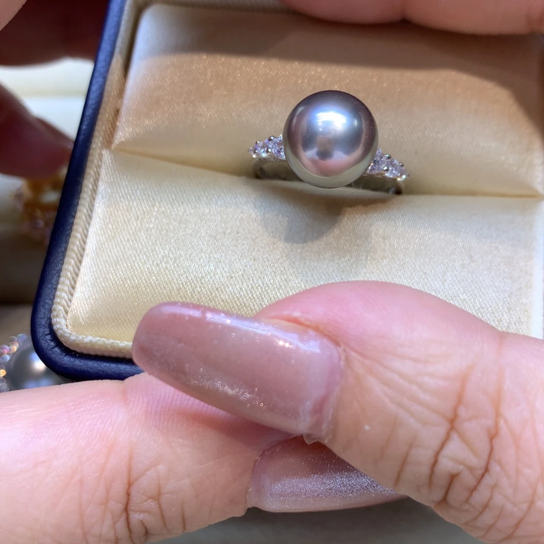 银S925镶嵌戒指海水珍珠