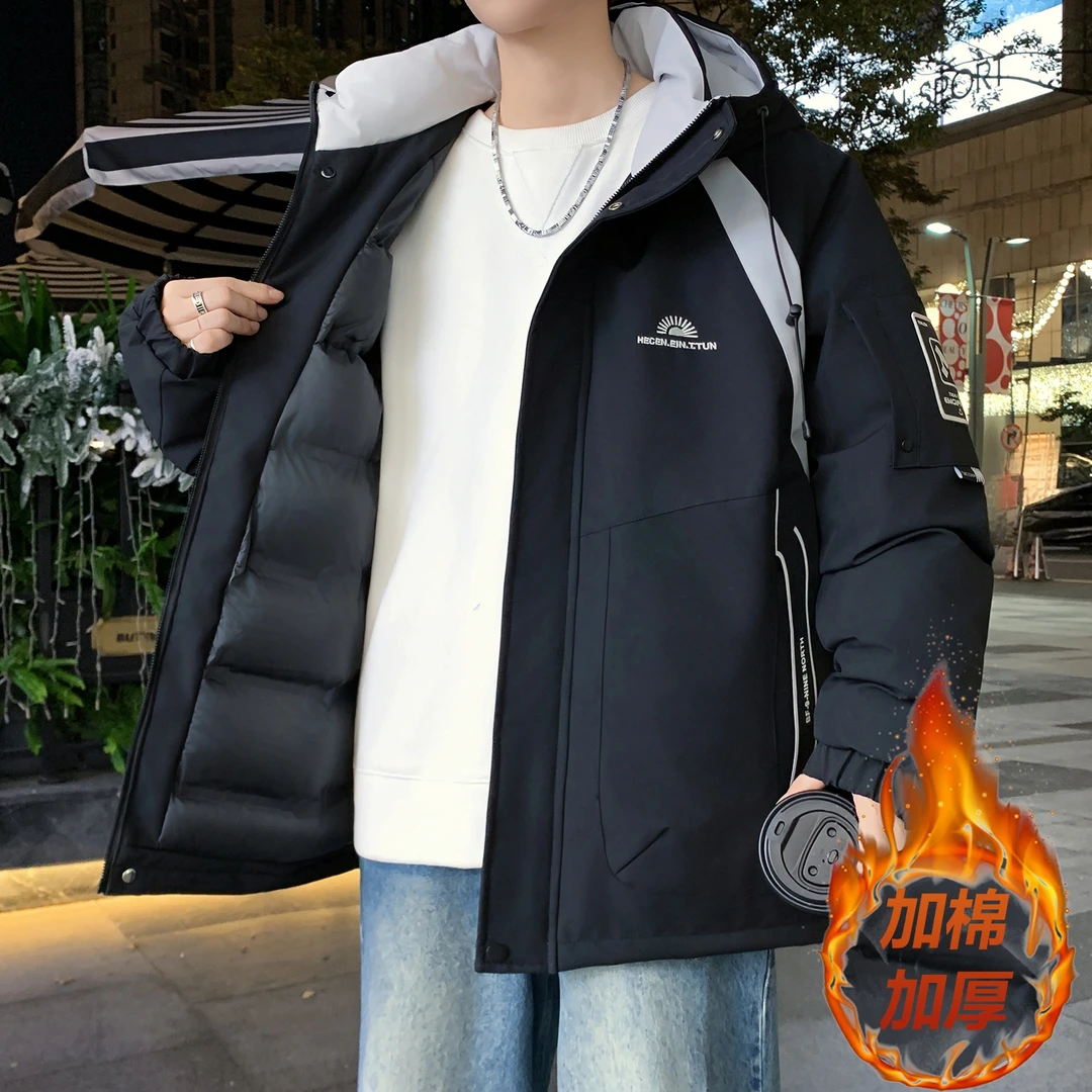 棉服男款加厚外套冬季百搭学院风棉袄初中学生男童青少年棉衣男装