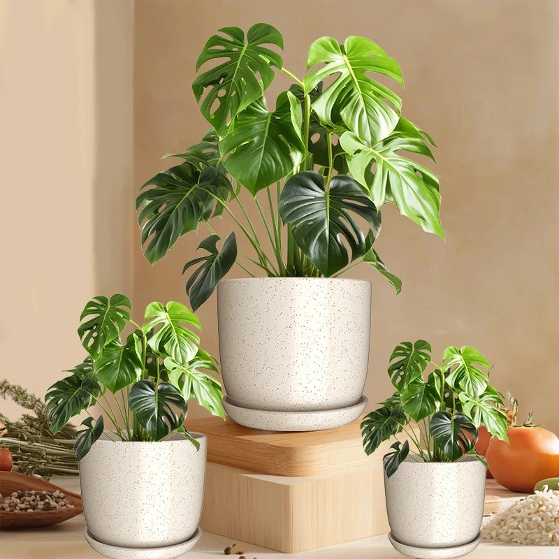 【花盆三件套】康舒陶瓷花盆北欧家用阳台绿植客厅绿萝盆带一体托盘