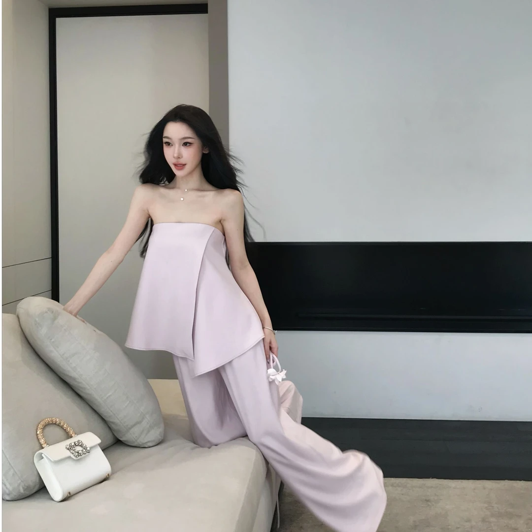 【了无闲】法式设计感小众新款抹胸上衣时尚别致减龄清冷净版慵懒风