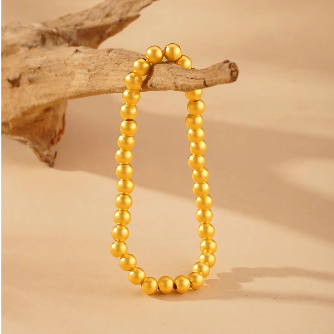 足金999手串【黄金手串】 硬金工艺素珠气质素款时尚金手串黄金复古