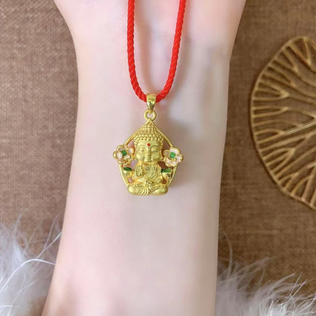 【伟新源】足金999 烧蓝工艺 宝宝莲花坐佛3.85克（不含链）