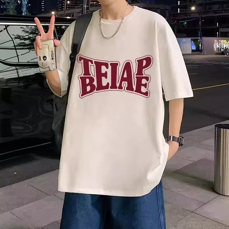 【男装oversize体恤】仓石一树夏季新款男短袖港风复古纯棉透气上衣