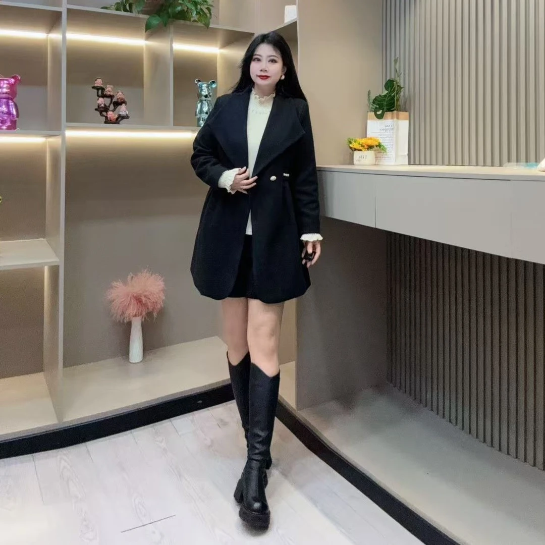 冬季加棉外套-琳 2838时尚气质潮流腰链设计显瘦胖MM大码女装新款