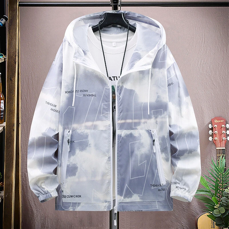 夏季扎染渐变宽松防晒衣男款透气冰丝薄款防晒服时尚百搭帅气外套