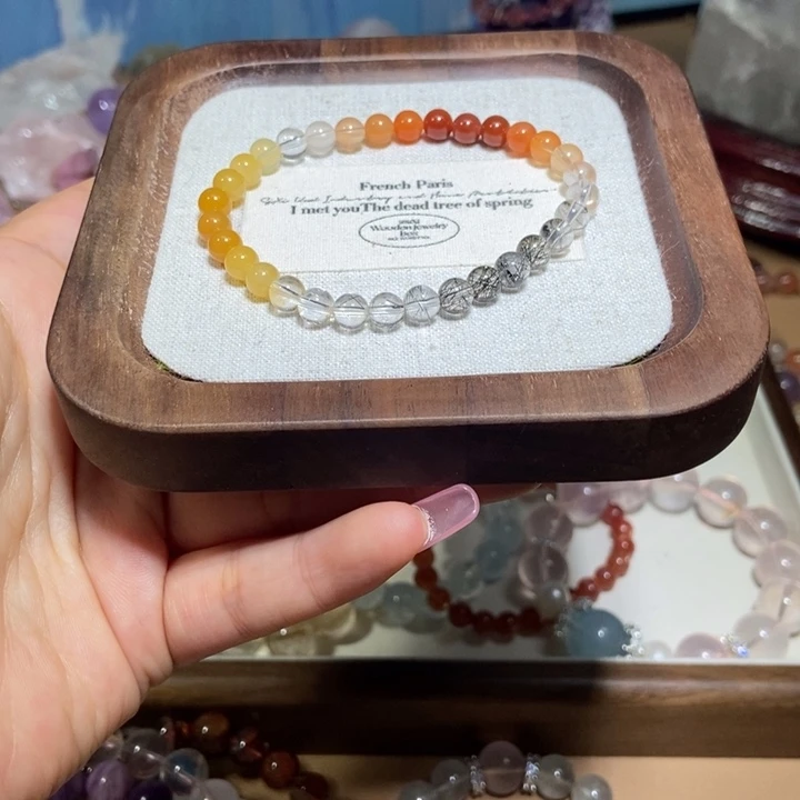 水晶手串合金琛*兔毛渐变