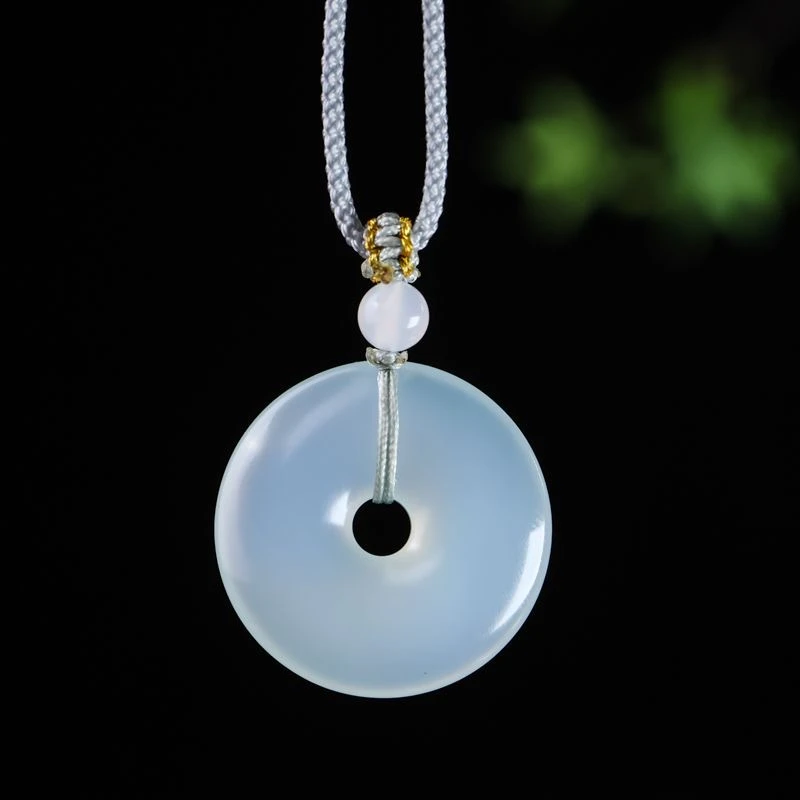 A019平安扣(白冰）天然玉石吊坠