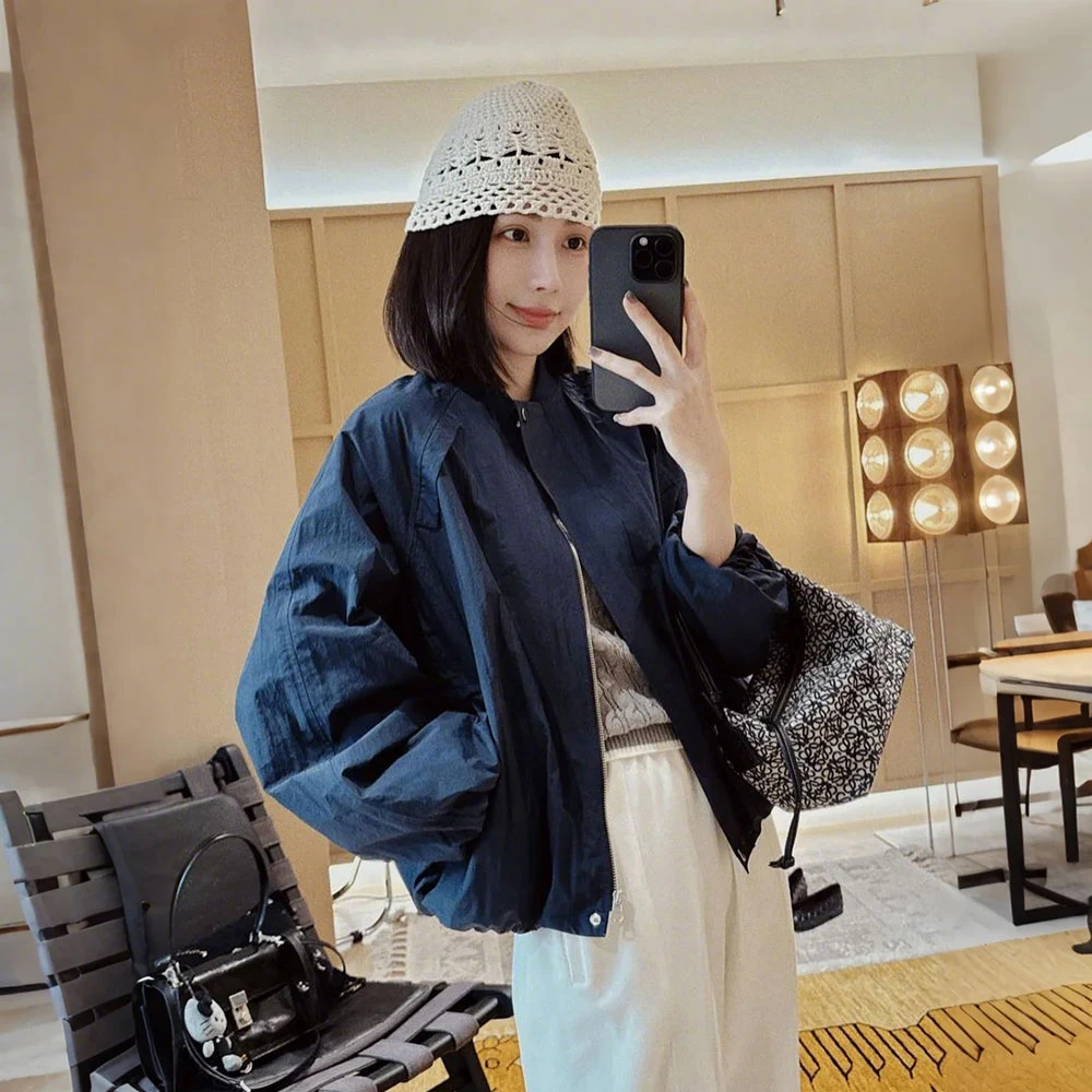 【MGDM】回馈！复古插肩袖花苞下摆休闲飞行夹克女2025春HF80169