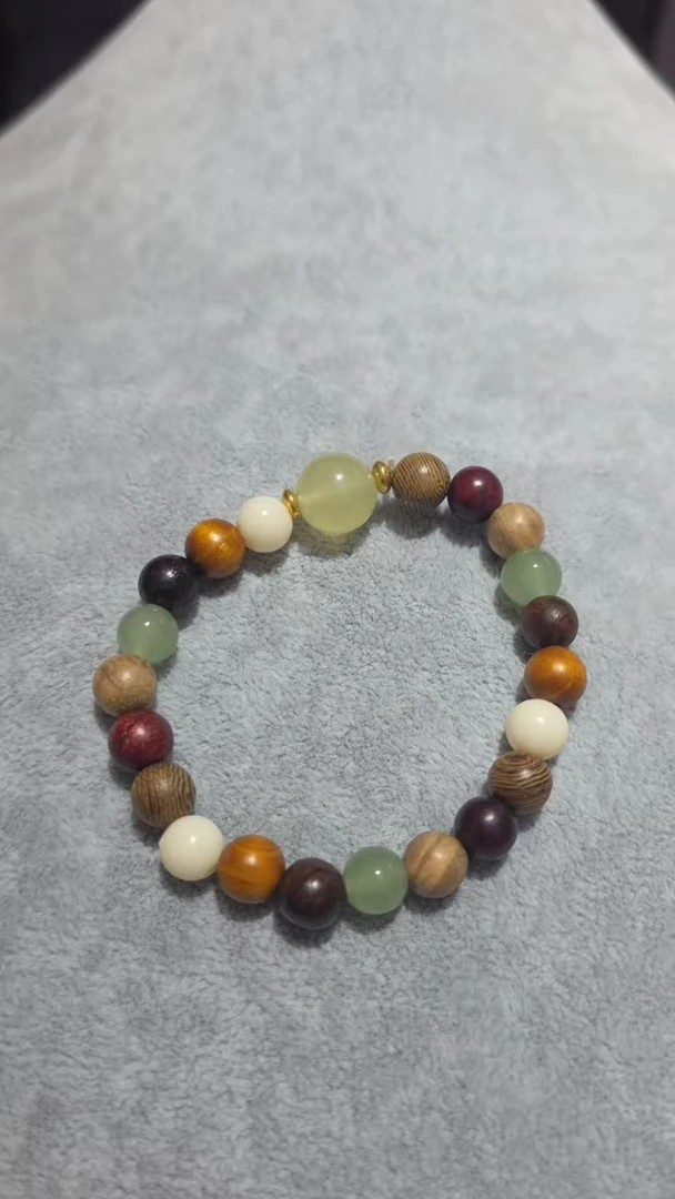 檀木多宝珠手串珠古风天然绿檀葫芦福绿吉祥A047