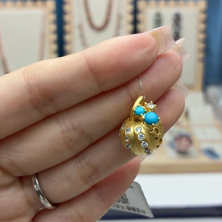 绿松石银S925镶嵌项链