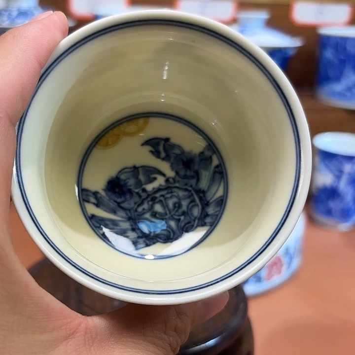 青花手工手绘杯子