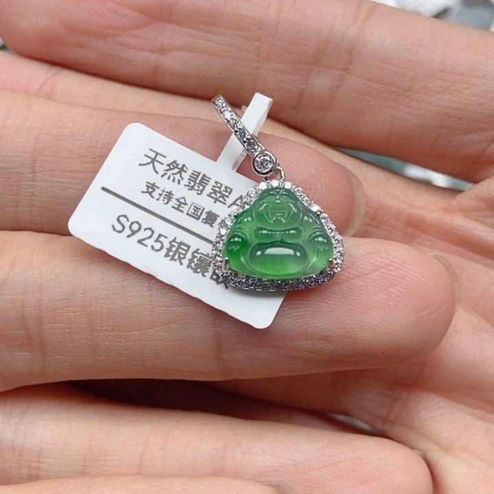翡翠银S925镶嵌吊坠(不含链)
