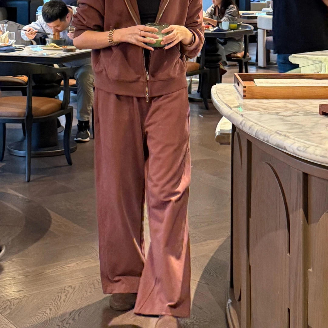 DE Mincollection砖红卫裤/定染高密全棉舒适松紧腰休闲裤55742