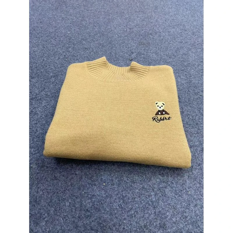 793-【卡其小熊刺绣加厚毛衣】秋冬2024新款外穿针织衫女