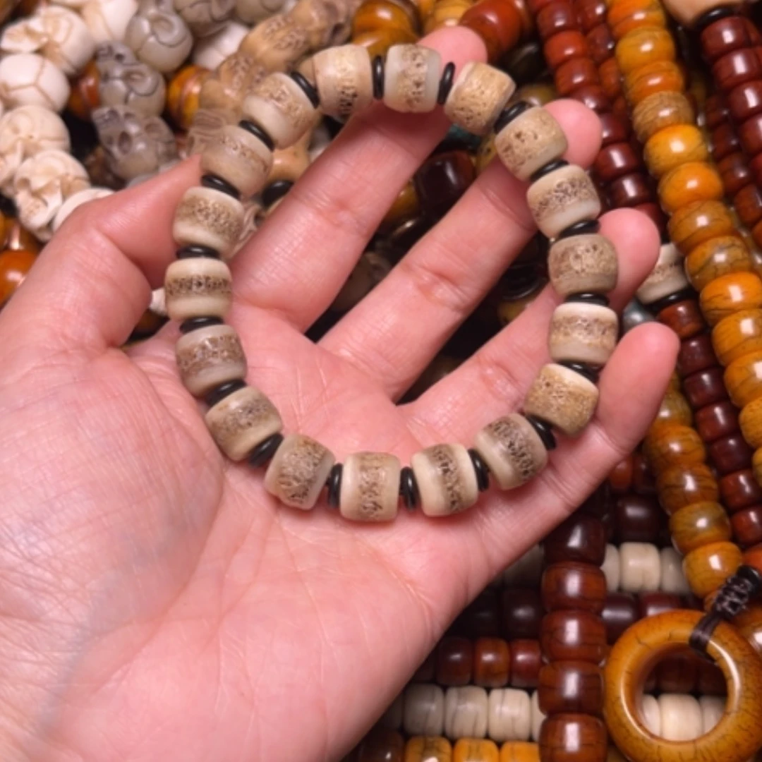 【闪购商品】牛骨手串/手链达*牛骨原色12×9×18颗