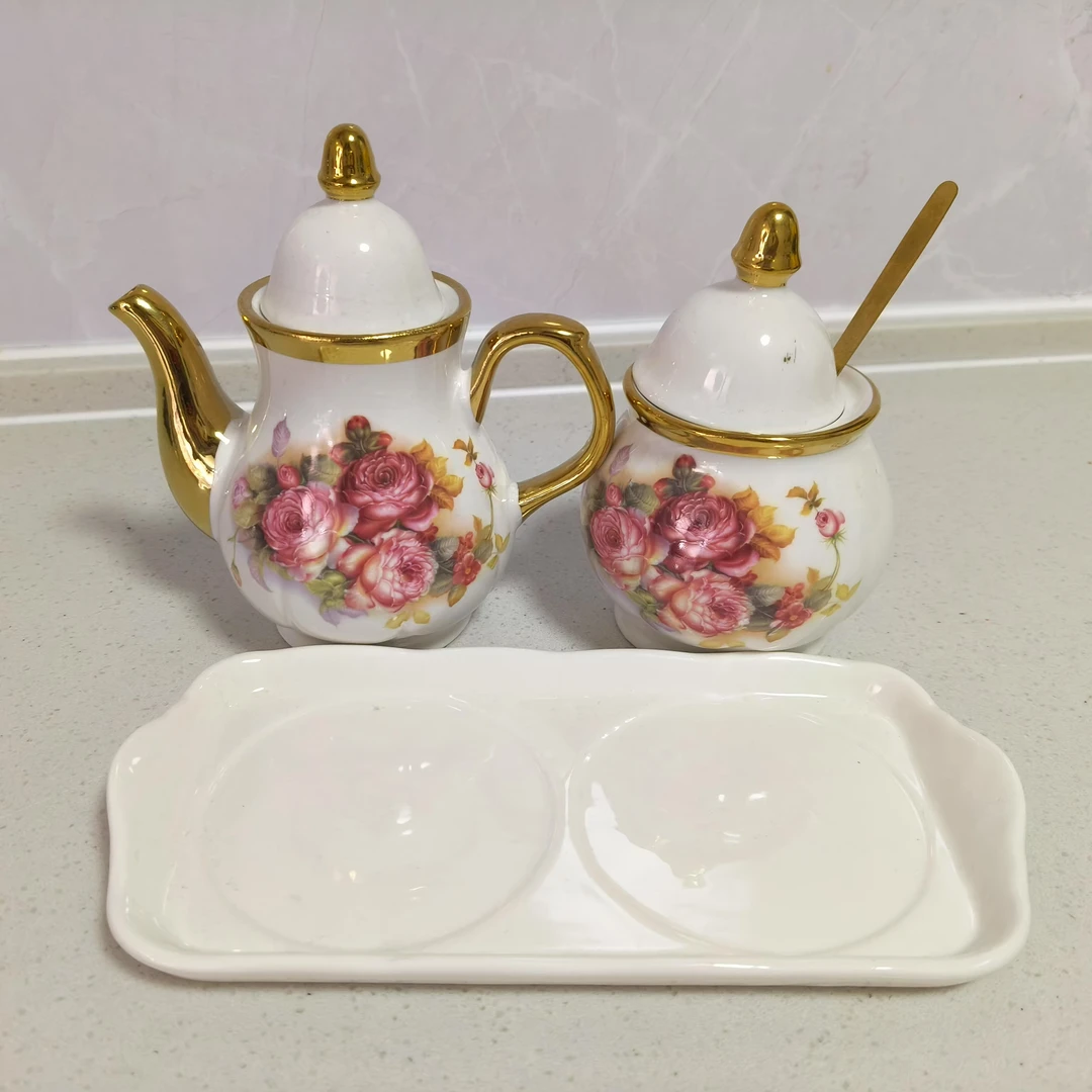 【新疆包邮】gulbaskan laza aqihsu kaqisi 金色白边调料壶网红