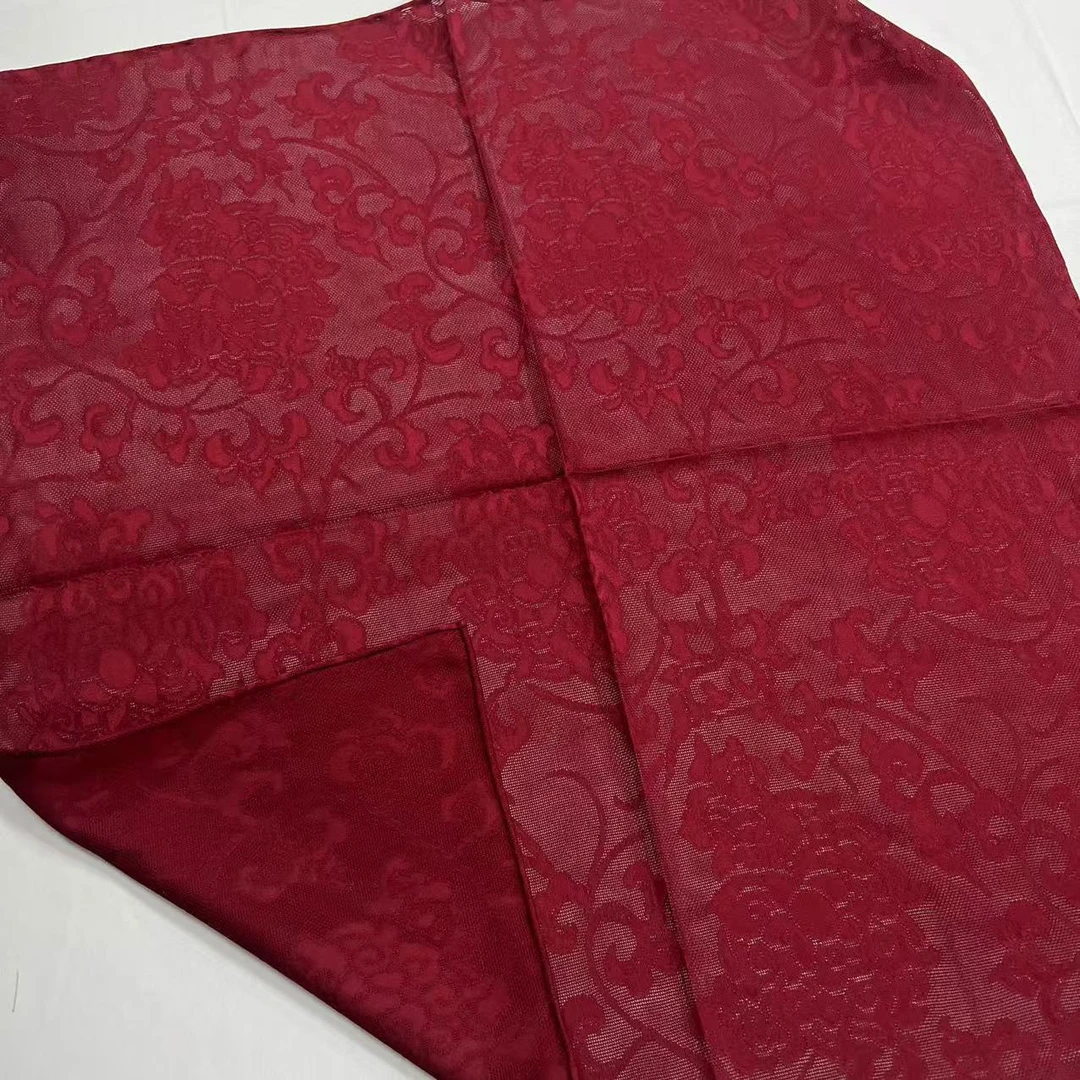 70香云纱方巾-火红望花  四经绞罗65cm丝巾