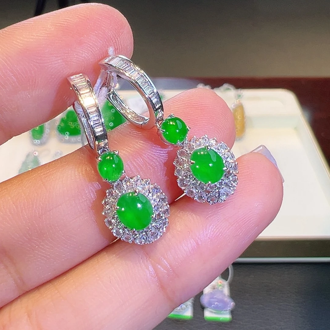 翡翠18K金镶嵌耳饰