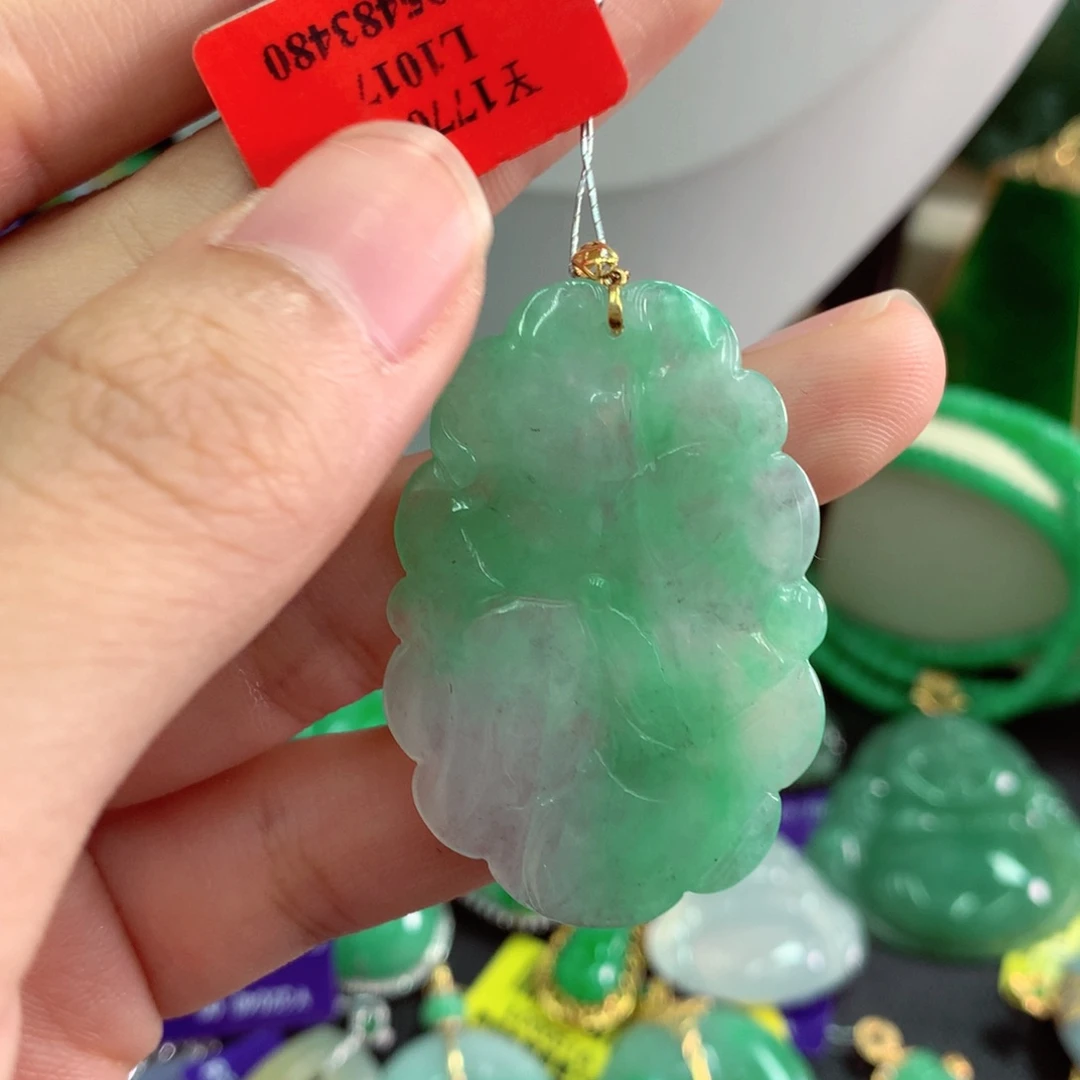 吊坠(不含链)18K金镶嵌翡翠