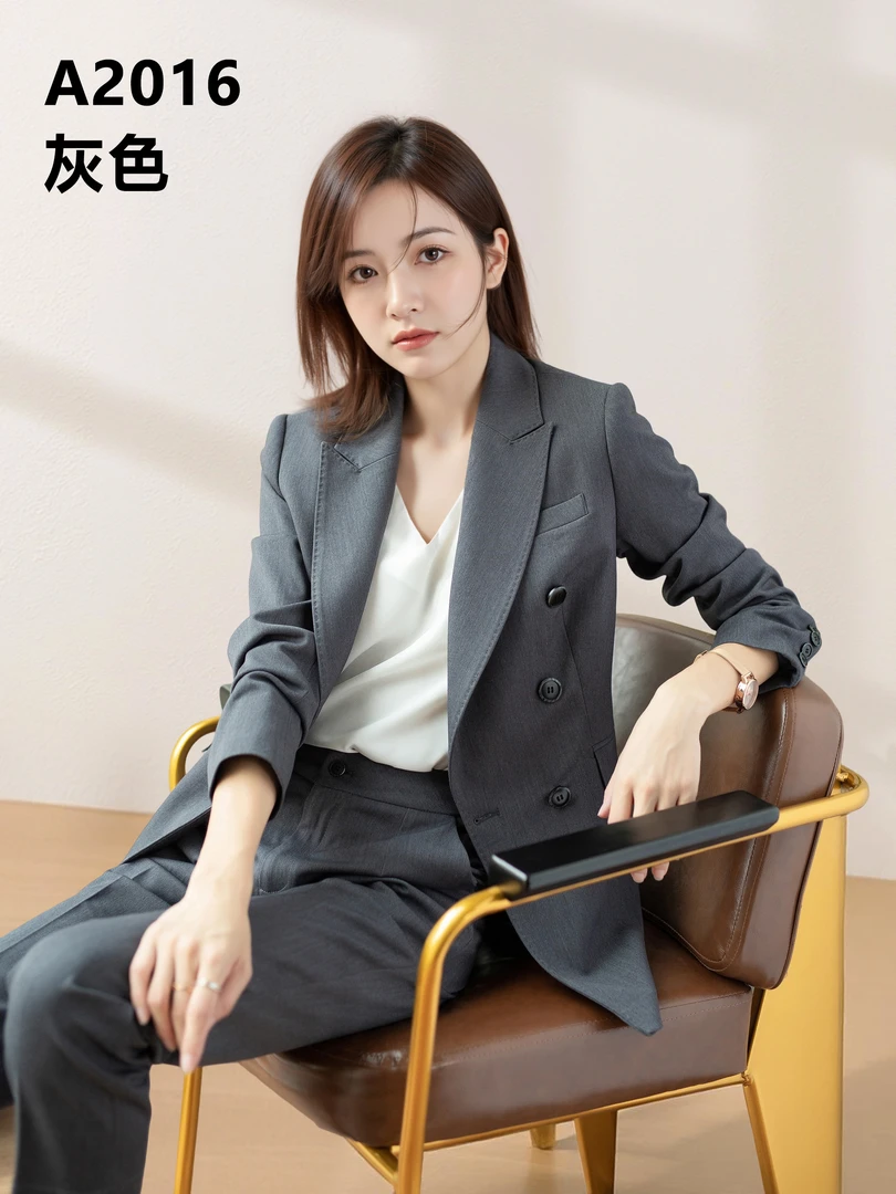 A2016三色 春秋双排扣立体剪裁西装西服正装通勤休闲职业面试商务