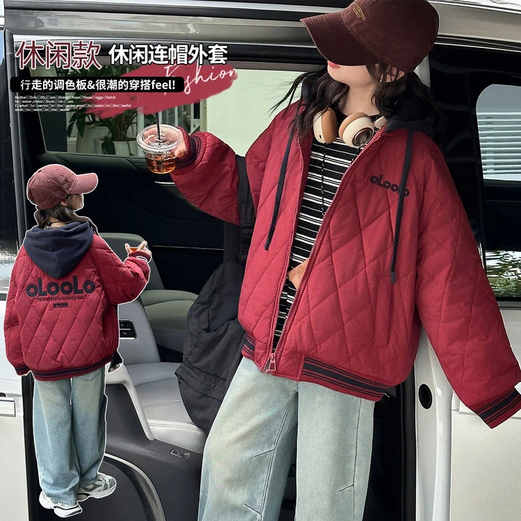 韩版女童洋气棉服夹棉外套保暖宽松显瘦童装时尚百搭潮流中大童