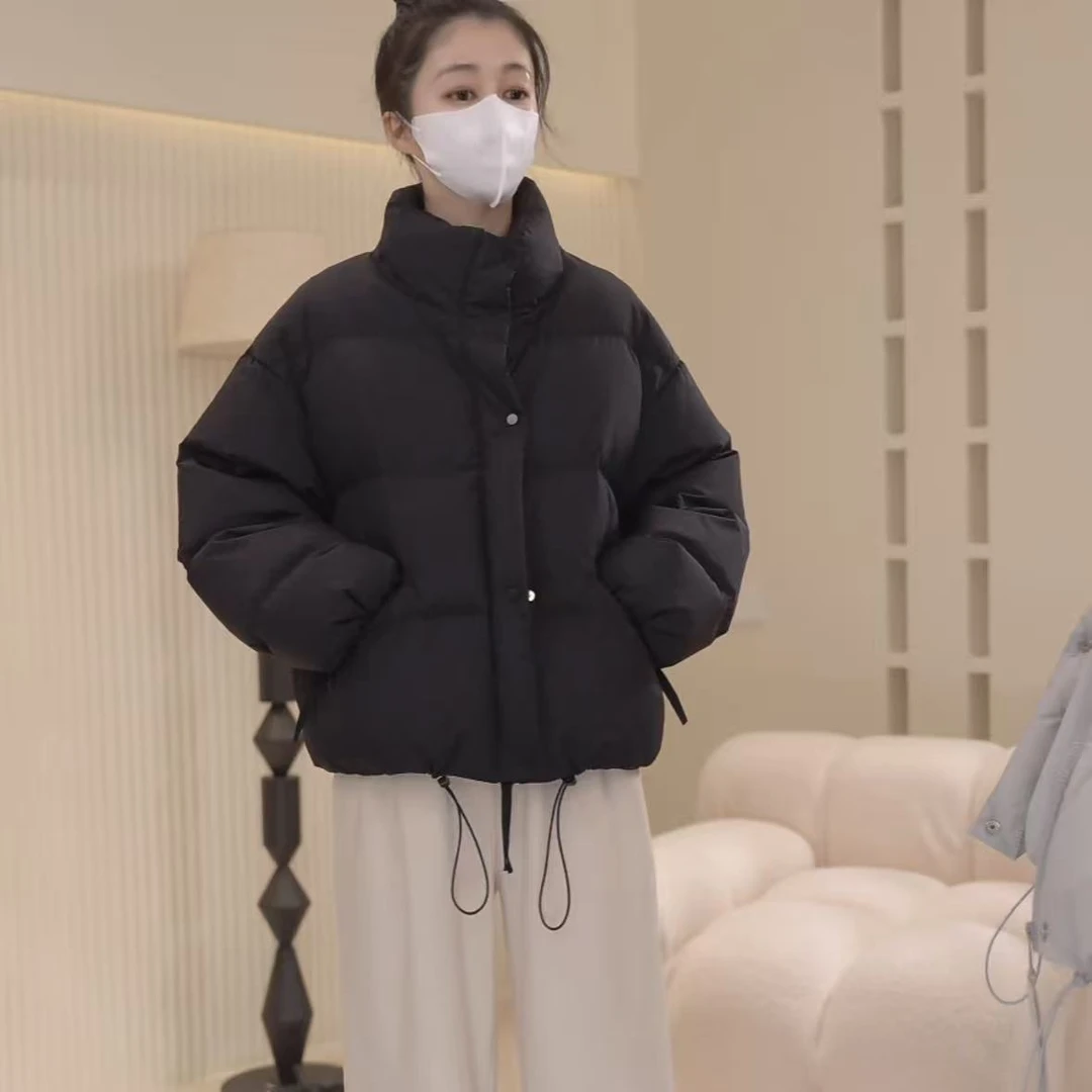 2新款羽绒服女装短款立领斜拉链羽绒服