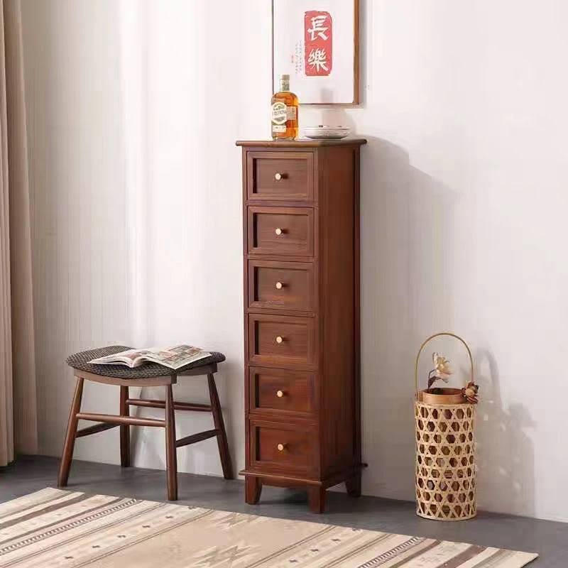 美式实木小斗柜夹缝收纳柜客厅超窄边窄柜家用小柜子床头柜抽屉式