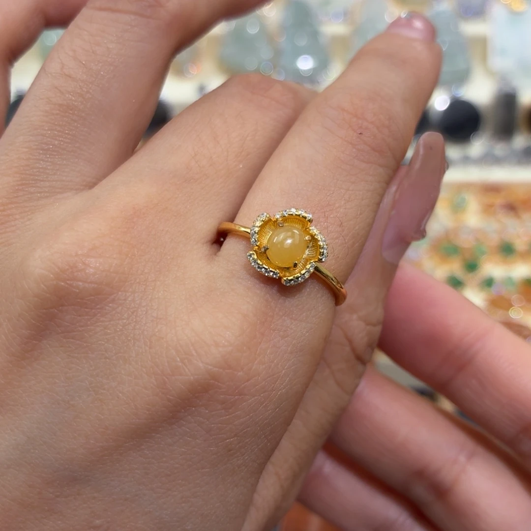 翡翠银S925镶嵌颈饰戒指